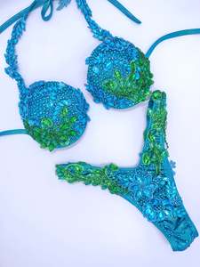 Aqua and Fern Green Couture Bikini