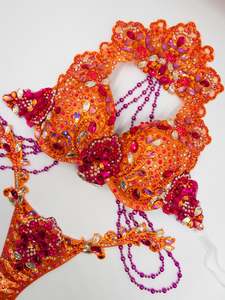 Couture Bikinis: Vibrant Orange and Fuchsia Couture Bikini