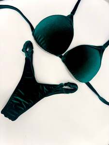 Quick Ship Bikinis: Hunter Green Velvet Posing Bikini