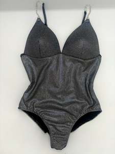 Quick Ship Bikinis: Black Holographic Modest Swimsuit