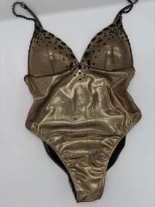 Quick Ship Bikinis: Gold/Black Modest Swimsuit sample piece