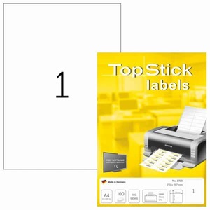 Products: Labels A4 Sheets White 210 x 297mm TopStick 8720