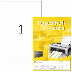Labels A4 Sheets White 210 x 297mm TopStick 8410
