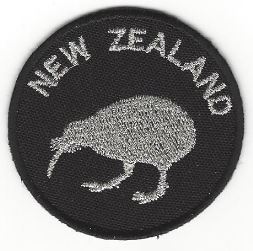 Kiwi Flag Patch with script - Round - Embroidered Multiple colours/sizes