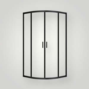 Shower Door: ZENITH ROUND FRONT SHOWER GLASS - twin sliding doors - Black Frame 1950mm
