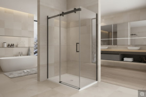 Shower Box - Kora Series 2 Sides Frameless Glass Set Black