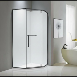 Angle Shower: Shower Box - Bay Series 2 Sides Set  - Matt Black 900/1000mm