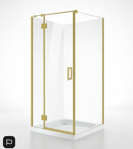 Frameless Shower: Shower Glass - Stream Series 2 Sides Swing Door - Golden