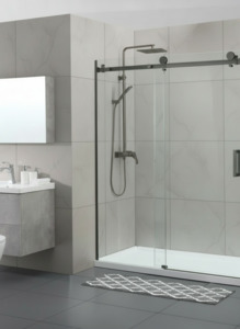 Shower Glass - Rock Series Sliding Door RCM Gunmetal Grey Frame