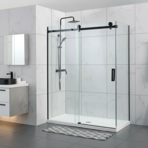 Shower Glass - Rock Series 2 Sides Frameless Glass RCM Black Frame