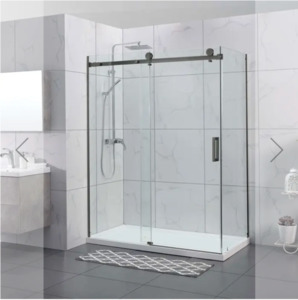 Shower Glass - Rock Series 2 Sides Frameless Glass RCM Gunmetal Grey Frame