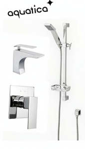 Walkin Shower: Aquatica Cascata 6 pack all square Basin ,Shower, Handshower