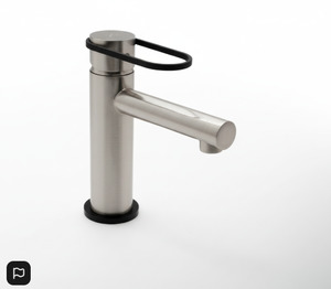 Aquatica Link Basin Mixer Brushed Nickel with Black Trim