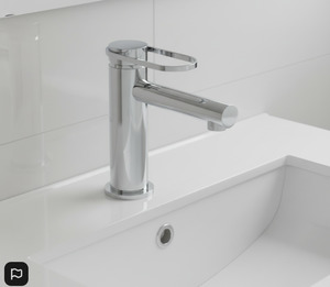 Walkin Shower: Aquatica Link Basin Mixer Chrome / Black