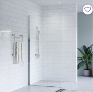 Shower Screen: Shower Glass - Stream Series Side Panel 800X1950mm - Brushed Nickel Frame
