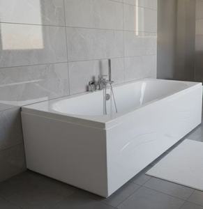 Acrylic Soaking Alcove Bathtub in Glossy White with Right-Hand Drain 1660mm