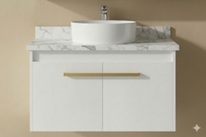 Engeering Stone Bench With Basin: The European Bathroom Vanity 100% WaterProof With Marble Stone Top