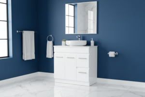 Engeering Stone Bench With Basin: Misty White Style Freestanding Vanity with Stone Top 700/900m