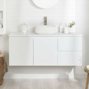 Wall Hung Bathroom Vanity - Matt White  700/900/1200mm Marble Stone Counter Top