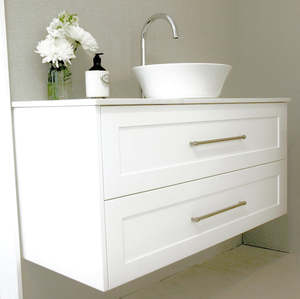 White Shaker Style Vanity with Stone Top 900/1200mm