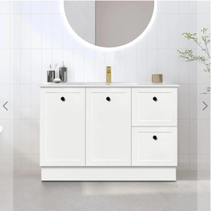 Freestanding Vanity: Vanity - Jess Series White - 100% Water Proof