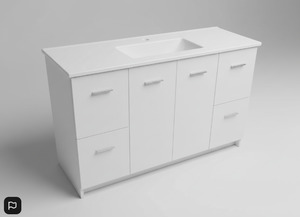 Vanity - Dekkor Series Plywood 1200x370 White (Slim Top) - 100% Water Proof