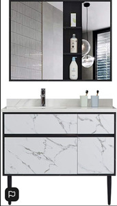 Vanity - Ava Series 1200mm - Black Marble Pattern Cabinet With Ceramic Top