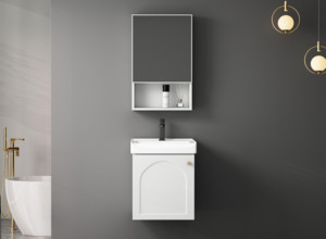 Wall Hung Vanities: French design waterproof wooden  bathroom vanity quick installation 400/500/600