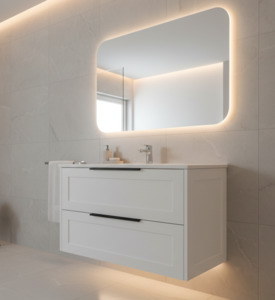 Vanity - Jess Series Wall Hung White/Black - 100% Water Proof