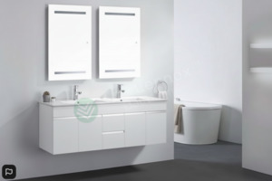 Vanity - Asron Series 1500mm Brown Double Ceramic Basin