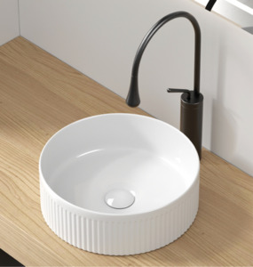 Counter Top Basin: Counter Top Round Fluted Basin 370mm