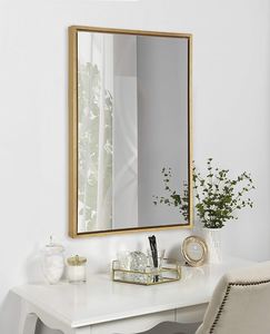 Bathroom Mirror for Wall with Golden Metal Frame 600x800mm