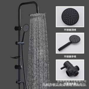 Shower Slide Rose: 2 In 1 Shower Combination Dual Hose Rain Plastic Head - Black/Chrome