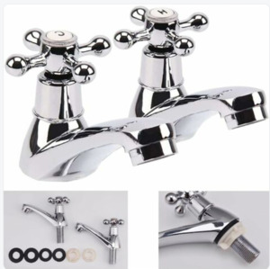 Basin Mixer: Pair Traditional Double Basin Taps for Kitchen Basin Sink