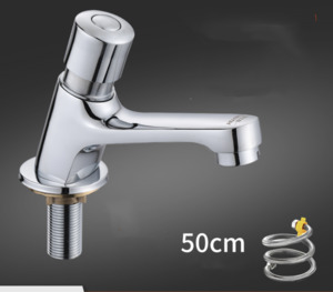 Basin Mixer: Brass Self Closing Time Delay Push Button Basin Faucet