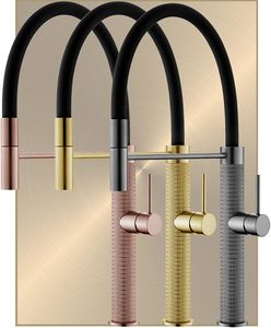 Kitchen Tap: Carved Spring Neck Pull Out Kitchen Sink Mixer Tap Brass 4 Colors