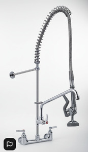 Kitchen Tap: Pre Rinse Faucet Commercial Pull Down Brass Double Handles Pre Rinse Faucet - Wall Mount