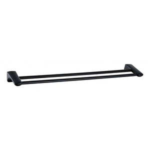 Bathroom Accessories: Towel Rail - Round Satin Black Series Double Bar