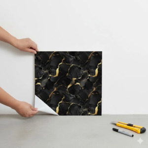 10pcs of PVC golden black wall tiles sticker  -30x30 cm