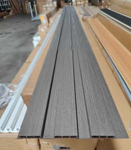 Waterproof Decorative Sheet: Fluted Panels 195x3000mm WPC Slated Wall Panel - Grey