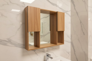 Side Cabinet: The European Bathroom Mirror Cabinet 100% WaterProof - 900 Wooden- 7001