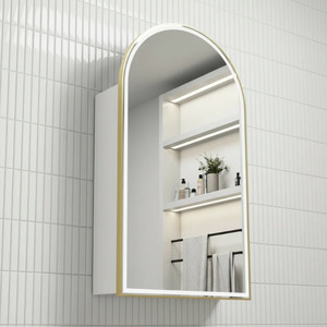 Frameless Arch LED Shaving Cabinet Matte White 90cm x 60cm 3 Colors