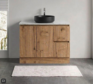 Engeering Stone Bench With Basin: Vanity - Heron Plywood Series Freestanding With Stone Top 900/1000mm