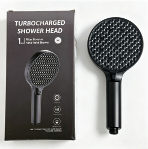 Shower Slide Rose: Shower Head Handheld Round - Black