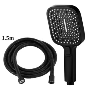 Shower Slide Rose: 3-Mode Square Pressurized Shower Head Large + 1.5M hose