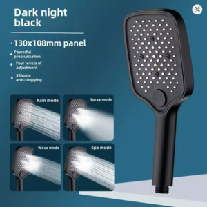 Shower Slide Rose: Shower Head Handheld Square Rain - Black