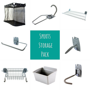 Wall Mounted Slatwall Storage Packs: Sports Storage Pack