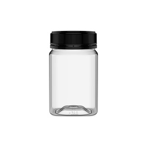 Plastics: 400ml Square Clear PET Jar T60