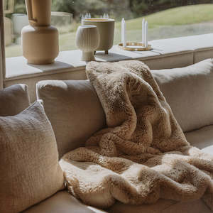 Pele Faux Fur Throw- Biscuit