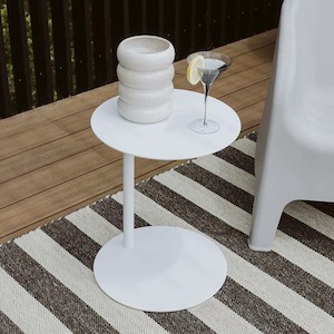 Outdoor Living: Archie Round Side Table Tall - White